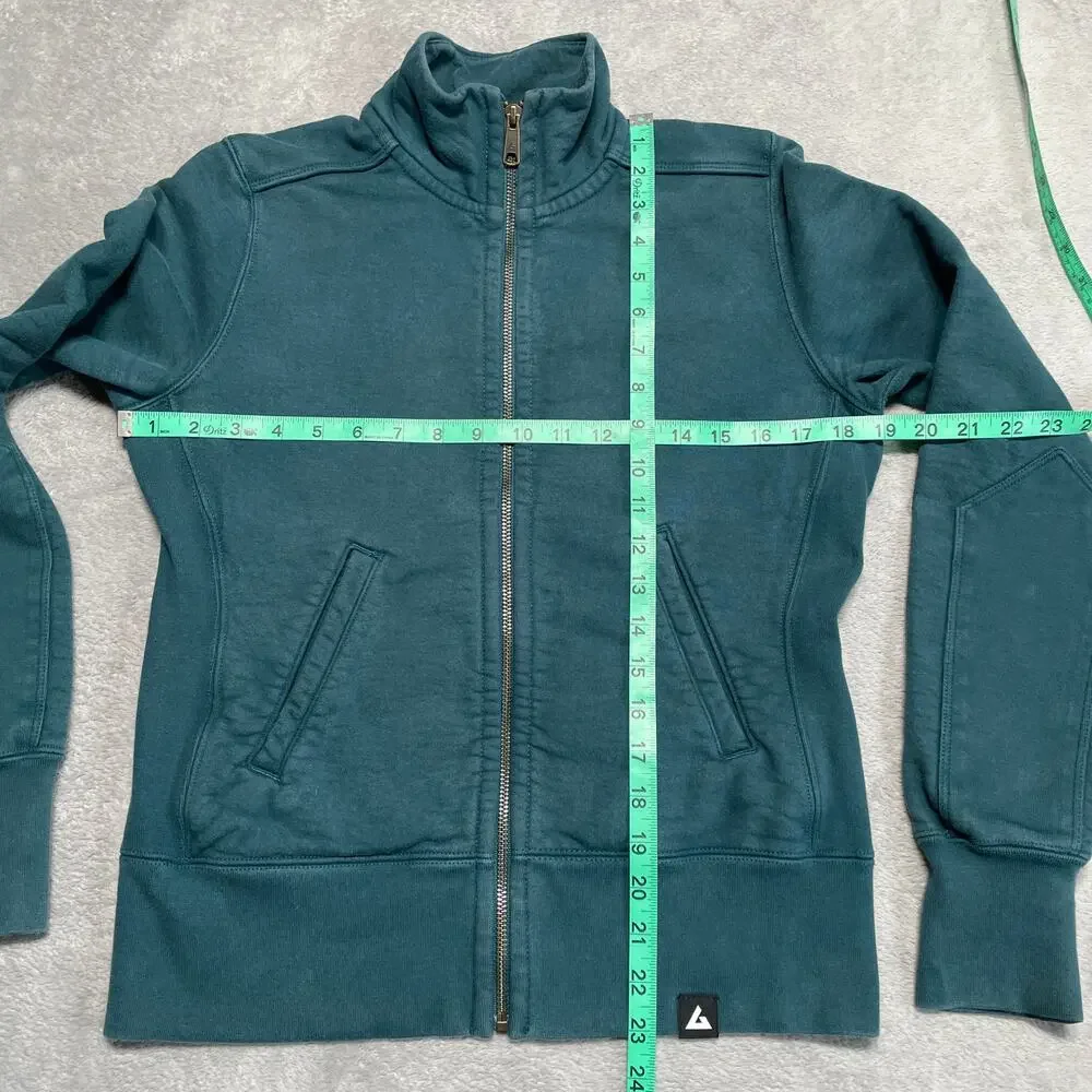 American Giant Sweatshirt Womens XS Green Blue Moto Full Zip Heavyweight Classic
